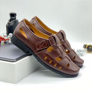 Giày lười rọ nam da bò NTT02-GM da bò thật thoáng khí mùa hè dạng đục lỗ cao su mềm đủ size