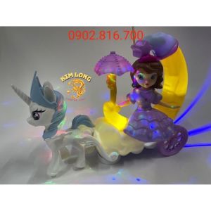 Đồ chơi lồng đèn trung thu cho bé gái hình ELSA NỮ HOÀNG BĂNG GIÁ CƯỠI NGỰA PONY tặng pin nhạc đèn