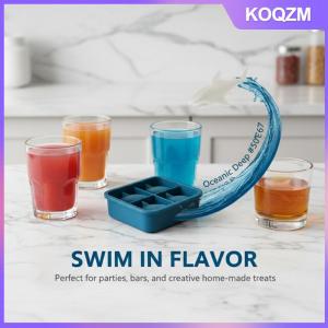 KOQZM Shark Ice Mold Blue Color 4-Cavity Animal-Shaped Silicone Ice Cube Tray For Whiskey Party Drinks