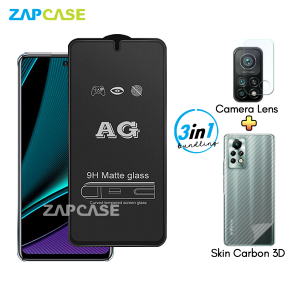 Infinix Note 11 Pro PAKET 3in1 Tempered Glass Anti Glare Free Camera Lens dan Skin Carbon