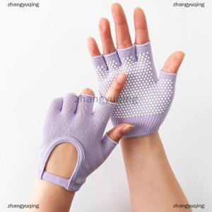 [COD] zhangyuqing Women Anti-slip Yoga Gloves Cotton Fitness Half Finger Gloves Breathable Outdoor Cycling Bicycle Pilates Fishing Gloves