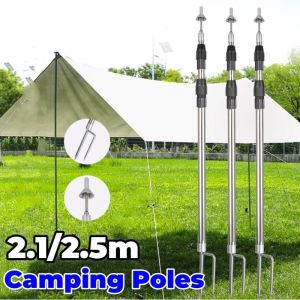 2.1/2.5M Camping Poles Sky Canopy Support Pole Adjustable Tent Support Frame for Outdoor Camping