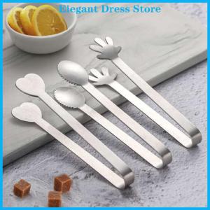 [K&P Elegant]👗👗 Stainless Steel Mini Food Clips for Sugar Cubes Ice Cube Tweezers Cute Baking Pastry Cake Decoration Candy Dessert Clips