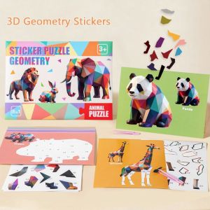 LUMINOU Cartoon Geometric Sticker Puzzle Multi-theme Multicolor 3D Sticker Puzzle Funny Kindergarden DIY Sticker Kids