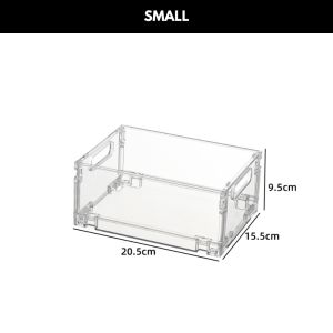 Locaupin Collapsible Transparent Household Organizer Multifunctional Container Storage Box with Handle Space Saver Box