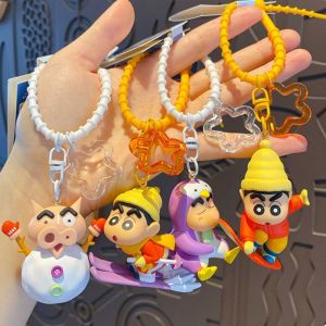 YUCHEN Kawaii Crayon Shin-chan Keychain Bag Hanging Cartoon Crayon Shin-chan Pendant Creative Key Decor Bag Ornaments Decoration