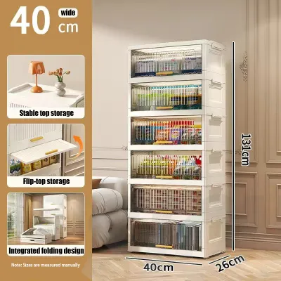 Foldable Drawer Storage Cabinet Wardrobe Almari Baju Home Kitchen Cabinet Almari Dapur Bertutup Almari Plastik 收納櫃/衣柜
