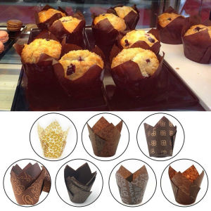 50pcs Tulip Muffin Cupcake Paper Cups Oilproof Cupcakes Liner Baking Muffin Box Cup Cake Decorating Tools Muffin Wrap Cases