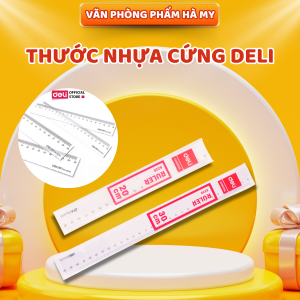Combo 5 Cây Thước kẻ nhựa cứng 20cm/30cm Deli trong suốt