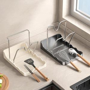 Space-Saving Pot Lid Organizer Rack HeavyDuty Foldable Utensil Stand with Removable Water Catch Tray