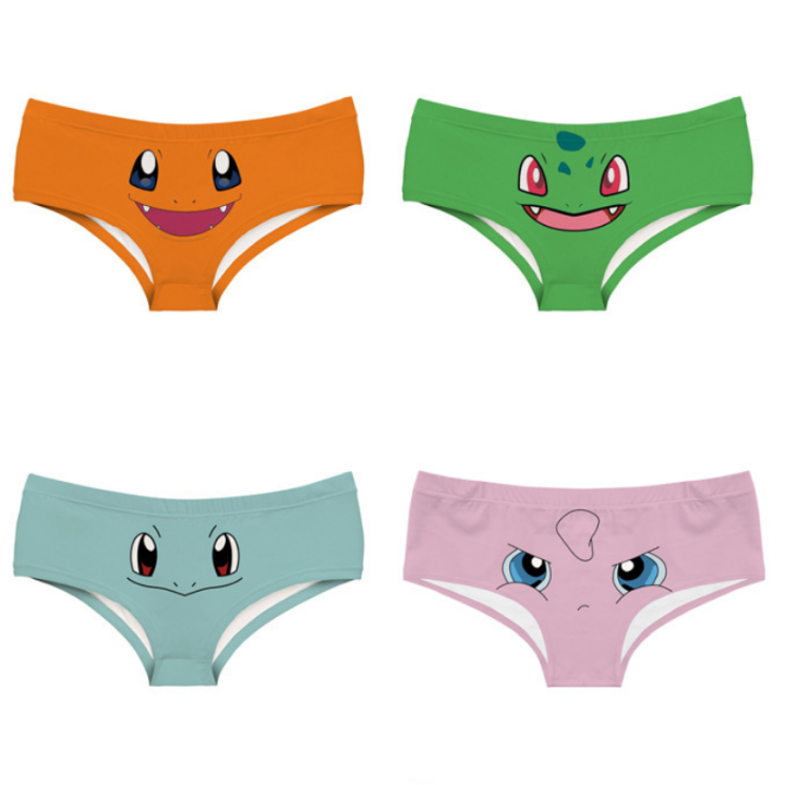 Anime Pokemon Pikachu Ladies Underwear 3D Print Panties Seamless