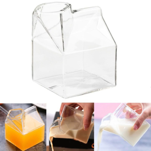 Cocktail kính hộp sữa hình dạng ly thủy tinh rõ ràng vuông nhỏ container bình cho cocktail sữa cà phê nước trái cây whisky