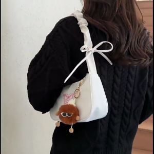 Elegant Female Underarm Bag Fashionable Pleated Shoulder Bags Nylon Handbag for Women