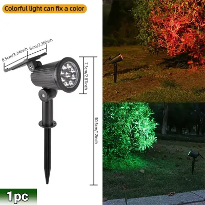 KEBIDU 2pcs 9 LED Solar Spot Lights IP65 Waterproof Outdoor RGB Solar Landscape Lights Brightness Adjustable for Garden Yard Palm Trees