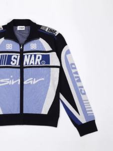 Custom  Sweater Winter Men Casual Knitwear Fashion Zipper Jumper Graphic Track Coat Knitted Sweater Vintage Racing Jacket