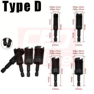 CEO 🇲🇾 4pcs 6/10/13/16mm Round Hex Shank Carbon Steel Woodworking Plug Cutters Drill Bit Cork Drill Hole Saw Tool Bored
