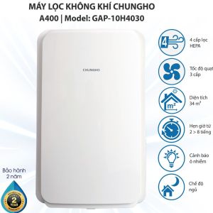 Máy lọc không khí ChungHo A400 GAP-10H4030 diện tích sử dụng 34m2 Khử mùi hiệu quả