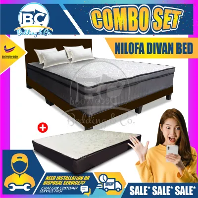 [Combo Set] Nilofa Single Divan Bed With 8-Inch Single Size Mattress ( Bed + Mattress Set ) Bed Frame