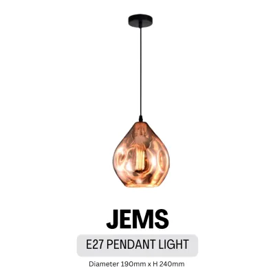 Premium Jems Jewel Design E27 Chrome Rose Gold Pendant Light 4Home GSE