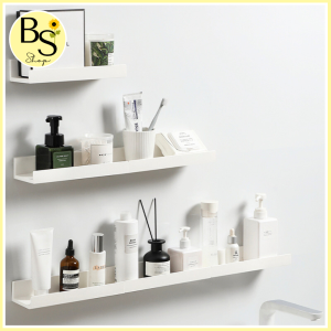 BSShop ชั้นวางของ ชั้นวางของอเนกประสงค์ แบบติดผนัง ใช้สติกเกอร์กาว ในการติดผนัง สีขาว