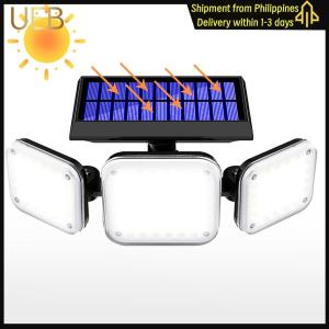 【UEB】112 LED Motion Sensor Outdoor Lights with 3 Modes 3 Heads Flood Light 6000-6500K 300LM for Exterior Outside Garage House