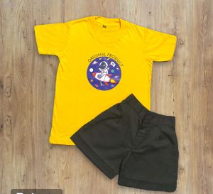 3S - Setelan anak laki-laki kaos distro cotton combed 30s dan celana pendek anak laki-laki usia 1-8 tahun