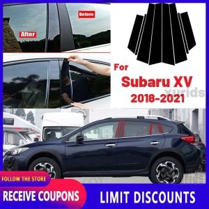 High quality Product details of 8 Pcs Glossy Black Car Door Window Center BC Pillar Post Stickers Trim External Decoration Films Auto Accessories For Subaru XV 2018 2019 2020 2021