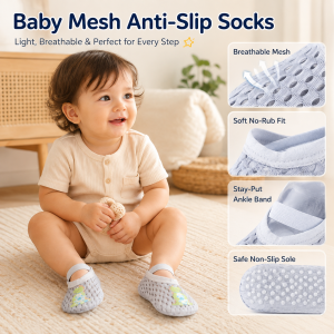 AILEBE Baby Socks Breathable Mesh Anti-Slip Cartoon Socks Class A Skin-Friendly Boneless No Rub Silicone Non-Slip Sole Safe For Toddler Walking High-Elastic Stay-Put Ankle Cute Prints For Baby Boys Girls 0-3 Years Spring Summer Pambahay OOTD