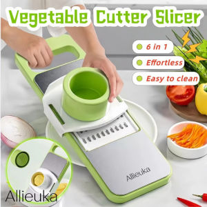 Allieuka 6 in 1 Vegetable Cutter Household Multifunction Stainless Steel Kitchen Slicer Cutter Manual Grater