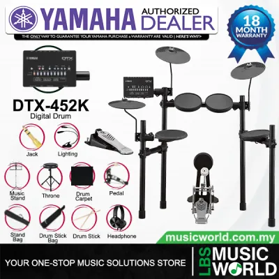 YAMAHA Digital Drum DTX-452K Electronic Drum Kit Bundle (DTX452K DTX452)