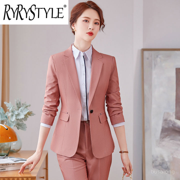 RYRYSTYLE Korean version of women's long sleeved professional suit ...