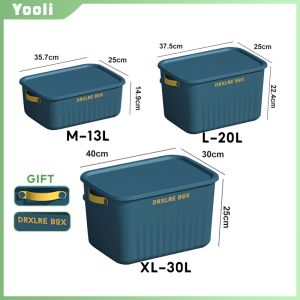 Yooli Storage  with Lid Plastic Basket Clothes Toys Organizer Stackable Home Container