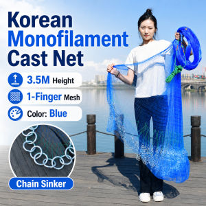 Premium Korean Style Cast Net with Chain Weight Monofilament Mesh Fishing Net Hand Casting Net
