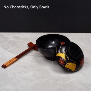 FLORI Soup Container Miso Soup Bowl Maple Leaf With Lid Japanese Rice Bowl Double Color Japanese Flower Bowl Dining Accessories