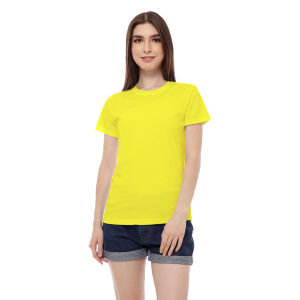 Kaos Polos Wanita Slim Fit Oneck Lengan Pendek Bahan Katun Combed 30s Kuning Kenari