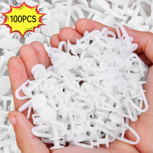 100pcs Curtain Pulley Hooks Universal White Plastic Rail Drapery Tieback Hook Home Living Room Windows Curtains Sliding Hangers