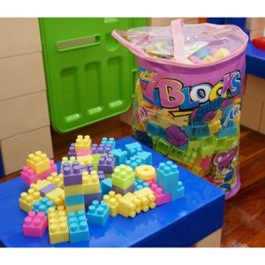 Hellomom ตัวต่อ ถุงตัวต่อ 500ชิ้น สีม่วง และ 320ชิ้น สีส้ม Play and lean block บล็อกตัวต่อ เลโก้