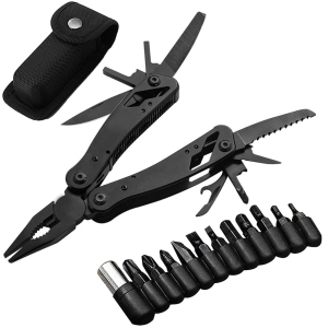 12 in 1 Outdoor Survival Pocket Pliers Multifunctional Mini Folding Pliers Stainless Steel Camping Portable Emergency Pliers Knife Survival Tool