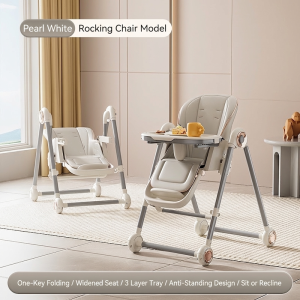 【Lucky Home】 2-in-1 Baby High Chair and Rocker / 6-Level Height Adjustment / Double Tray / Reclining Seat / Foldable