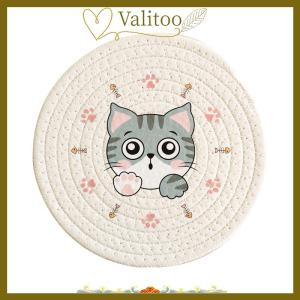 [Valitoo] แผ่นรองจานกันความร้อนสำหรับวางบนโต๊ะแผ่นรองแก้วลายแมวทนทานของตกแต่งบ้านอุปกรณ์ตกแต่งโต๊ะในครัว