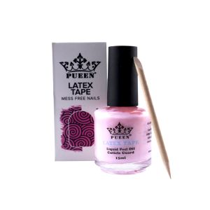 PUEEN Latex Tape Peel Off Cuticle Guard Skin Barrier Protector Nail Art Liquid Tape 15ml Pink - BH000584