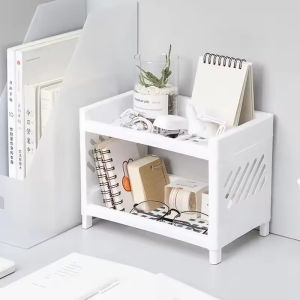 2-layer Simple Folding Desktop Storage Shelf Multifunctional Table Organizer Cosmetic Jewelry Bathroom Rack