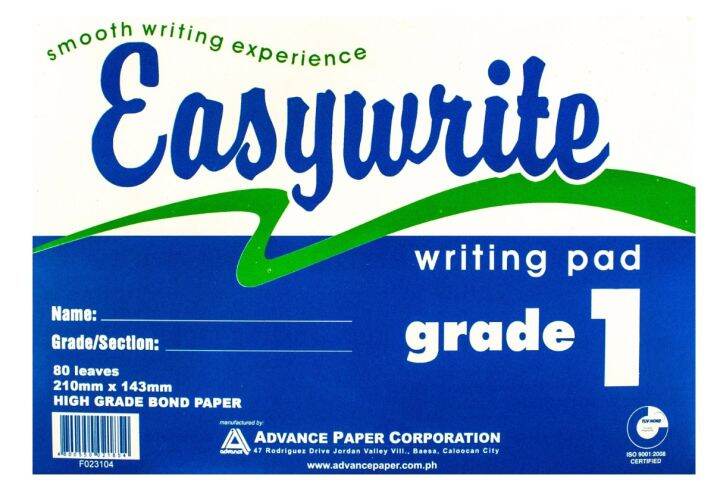 Easywrite Grade 1 Pad Paper 1 Pad Lazada Ph