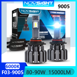 2pcs Novsight F03 HB3 9005 LED Headlight Bulb 80~90W 15000LM 6000K White Super Bright LED Light for Car High Beam/Low Beam Plug and Play 2 Years Warranty Free Shipping