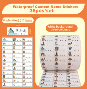 Waterproof Customized Name Stickers Kids Personalized Labels Children School Stationery Tags Animal Pattern Water Cup Stickers(Please Chat us Note Name)
