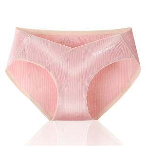 oobest 3pcs V-Shape Pregnant Panties Cotton Antibacterial Underwears Seamless Hip Lifting Low Waist Underpants For Pregnant Women