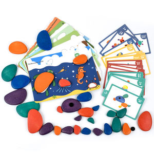 Crazy Stone: Colorful Pebble Stacking & Building Game for Kids - Early Education Wooden Toy Set for Toddlers (3+ Years)