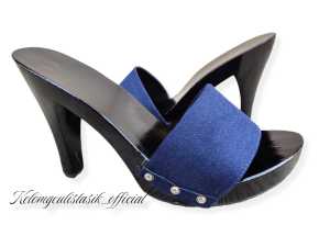 sandal wanita Heels Natural / Heels Jeans/ Heels Amerlin/Merlin/ Heels murah