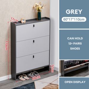 【3 Color】Shoe Rack Organizer Wooden Flip Shoe Cabinet Shoe Storage Box Ultra Thin Flip Bucket Cabinet