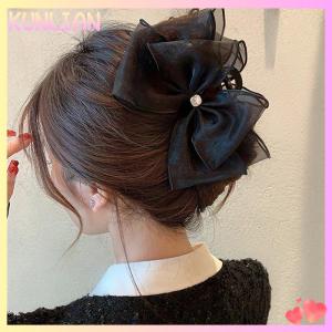 [KUNLIAN] กิ๊บหนีบผมแฟชั่น Tulle ขนาดใหญ่สำหรับผู้หญิงปิ่นปักผมรูปโบว์ติดผมสุดหรูกิ๊บผมทรงหางม้าเครื่องประดับผมแสนหวาน